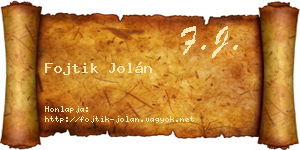 Fojtik Jolán névjegykártya