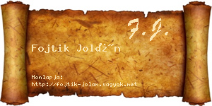 Fojtik Jolán névjegykártya