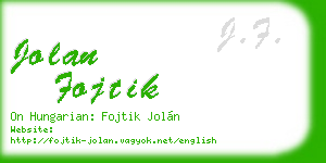 jolan fojtik business card